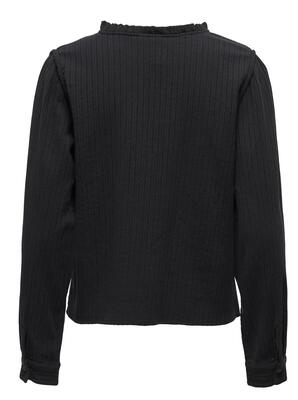 Only 15334116/Black Emma LS detail v-neck top