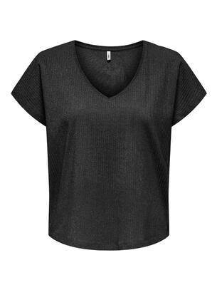 Only 15339794/Black Asia SS v-neck top