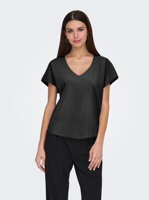 Only 15339794/Black Asia SS v-neck top