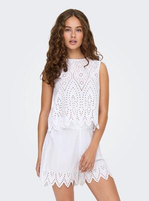 Only 15343156/Bright White Tulum SL emb top