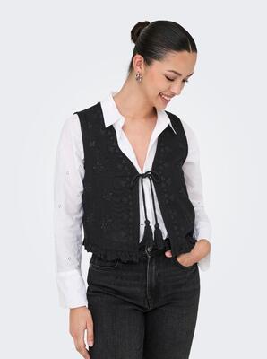 Only 15346503/Black Jakiri linen SL emb vest