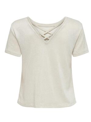 Only 15346637/Cloud Dancer Amber life SS glitter top