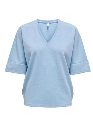 Only 15347713/Soft Chambray Livy SS glitter v-neck top