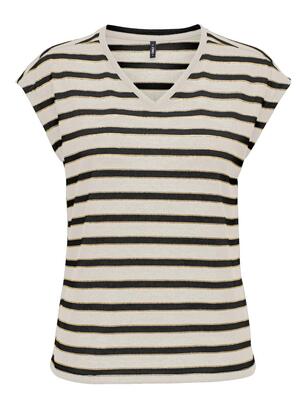 Only 15356330/Birch Black Fine SS v-neck top