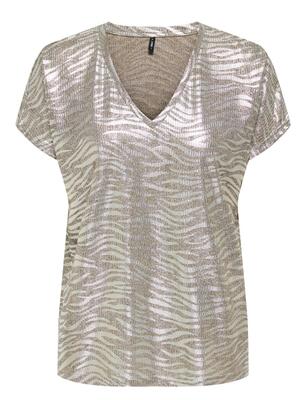 Only 15371246/Humus/Zebra Silver Mirinda SS v-neck top