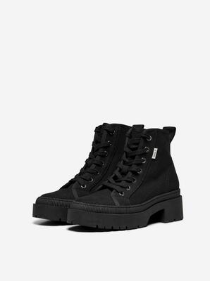 Only Shoes 15227001/Black Phoebe-1 canvas lace up boot