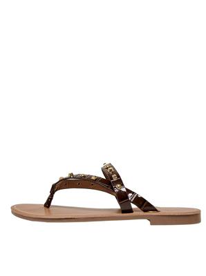 Only Shoes 15253208/Chocolate Brown Melly-10 pu stud sandal