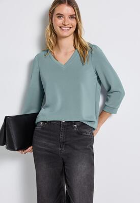 Street One 323879/17020 V-neck silk look shirt 3/4mw