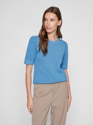 Vila 14084421/Blissful Blue Dalo o-neck SS knit top NOOS