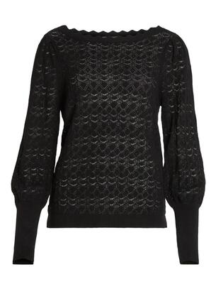 Vila 14087698/Black Vo new LS boatneck knit top