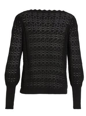 Vila 14087698/Black Vo new LS boatneck knit top
