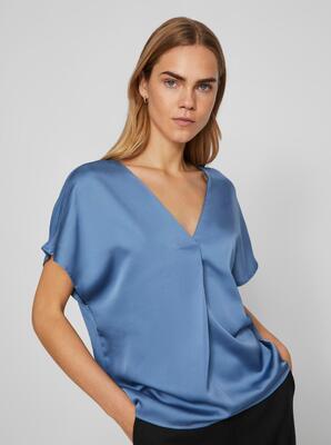 Vila 14089239/Coronet Blue Ellette v-neck satin top NOOS