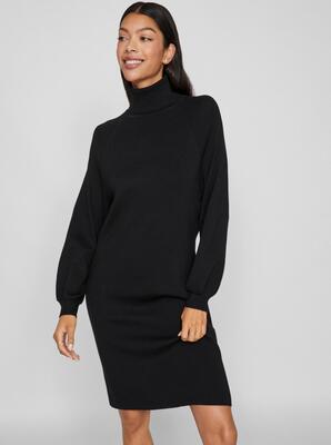 Vila 14094192/Black Beauty Ostria roll neck LS dress NOOS