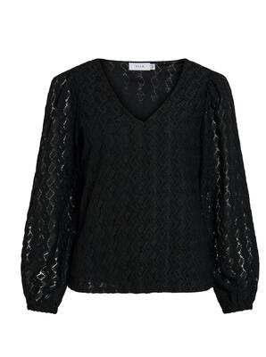 Vila 14099604/Black Beauty Ferya v-neck LS top