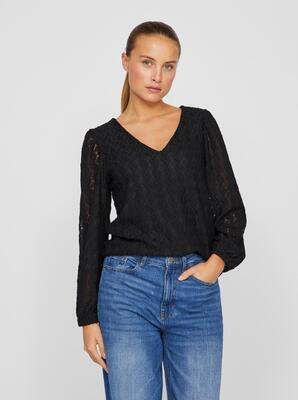 Vila 14099604/Black Beauty Ferya v-neck LS top
