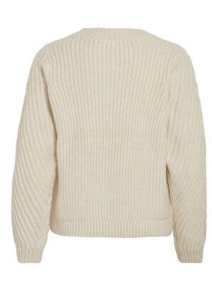 Vila 14100111/Birch Erin LS o-neck cable knit top