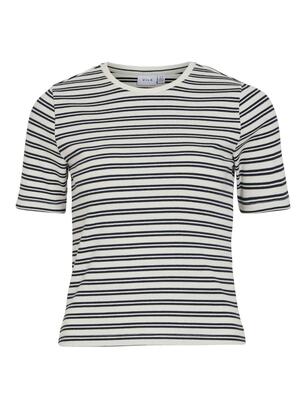 Vila 14101758/Navy Blazer/Snow White Sola SS T-shirt NOOS