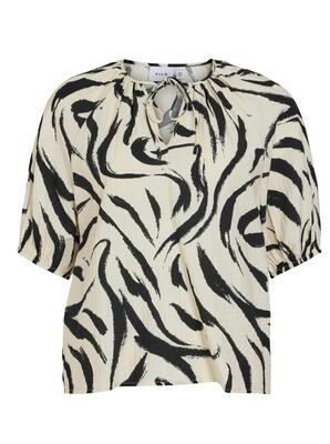 Vila 14102609/Birch Marble Swirl Clo 2/4 v-neck top NOOS