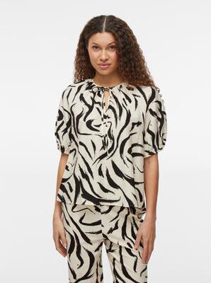 Vila 14102609/Birch Marble Swirl Clo 2/4 v-neck top NOOS