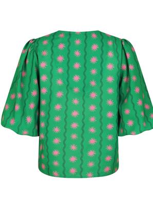 Ydence SS2556/1106 Green Print Meredith Top