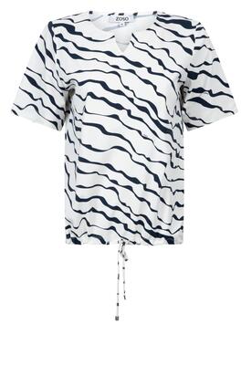 Zoso Femmy/White/Navy Print travel blouse-top