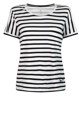 Zoso Monique/001-0000 White-Black Streep T- Shirt