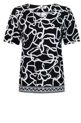 Zoso Phoenix/0000-0016 Black-White Print Travel shirt/blouse